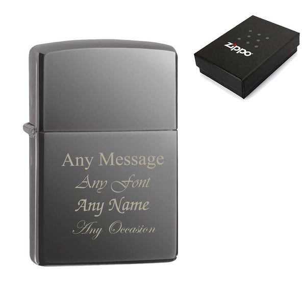 Engraved Black Ice Official Zippo Windproof Lighter