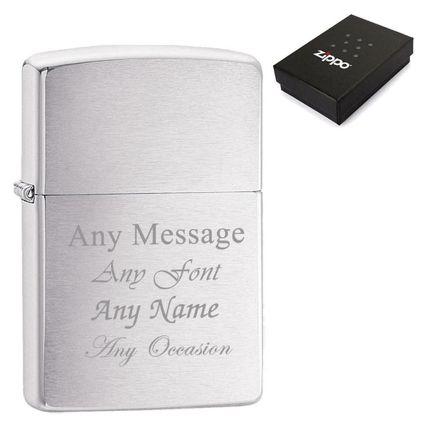 Engraved Brushed Chrome Zippo Lighter