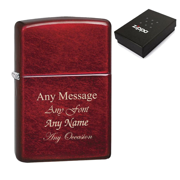 Buy Engraved Candy Apple Red Official Zippo Windproof Lighter from www.giftsfinder.co.uk