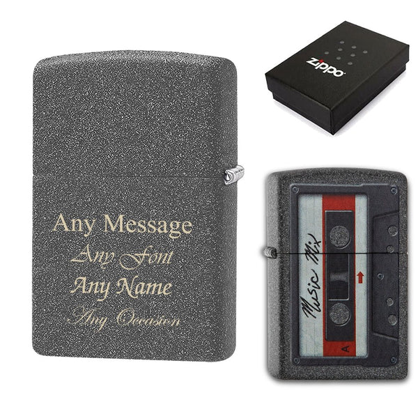 Engraved Cassette Tape Official Zippo Windproof Lighter