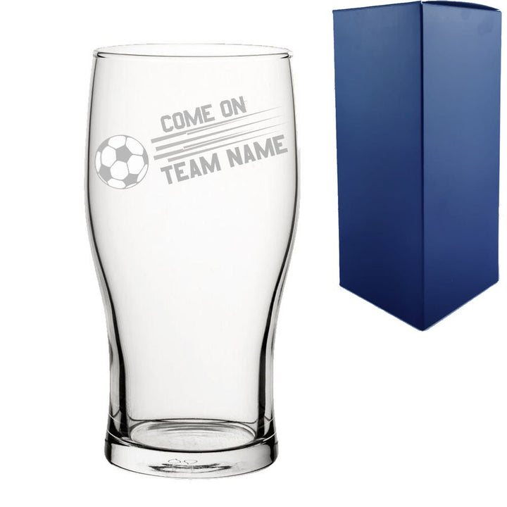 Buy Engraved Football Pint Glass with Come On Straight Football Design from www.giftsfinder.co.uk