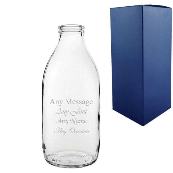 Buy Engraved Glass Milk Bottle 20oz/591ml, Quirky Cocktail Glass, Any Message from www.giftsfinder.co.uk