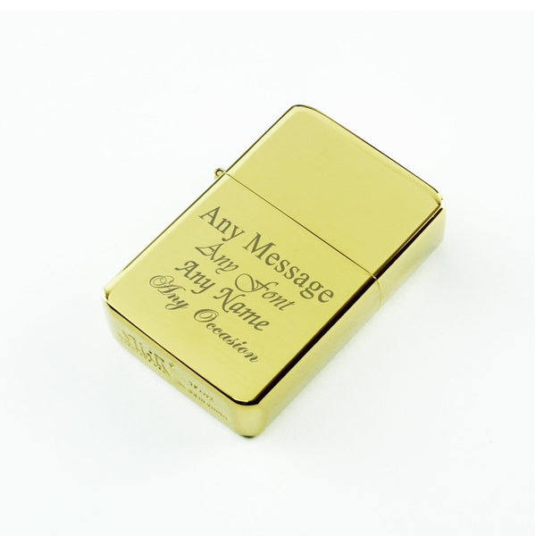 Engraved Gold Painted Lighter, Add Any Comes with Message, Metal Tin Gift Box