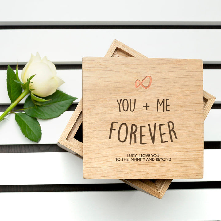 Personalised Infinite Love Oak Photo Cube in gift category Personalised Photo Cubes