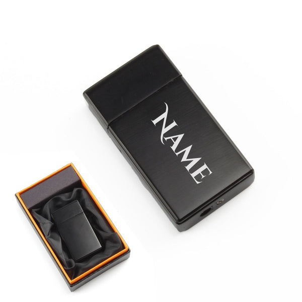 Engraved Jet Gas Lighter Black Any Name Gift Boxed