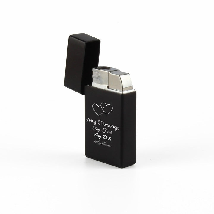 Buy Engraved Jet Gas Lighter Black Overlapping Hearts Gift Boxed from www.giftsfinder.co.uk