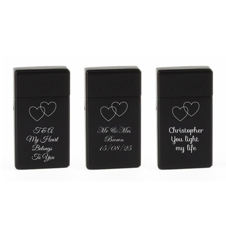 Buy Engraved Jet Gas Lighter Black Overlapping Hearts Gift Boxed from www.giftsfinder.co.uk