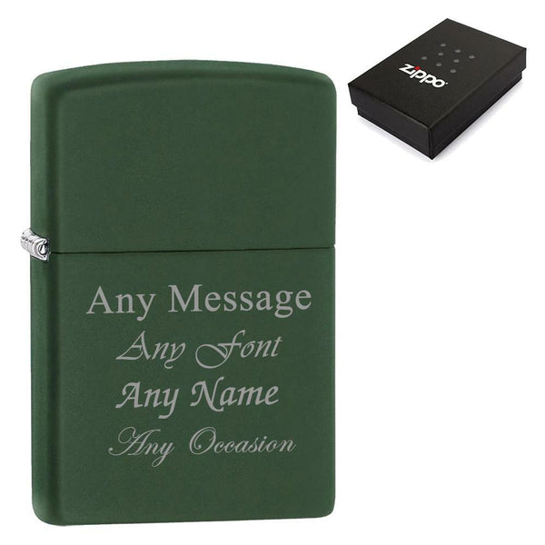 Engraved Matte Green Zippo Lighter