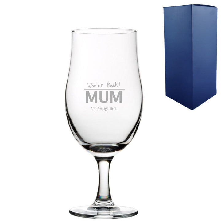 Engraved Mothers Day Draft Stemmed Beer Glass, Gift Boxed