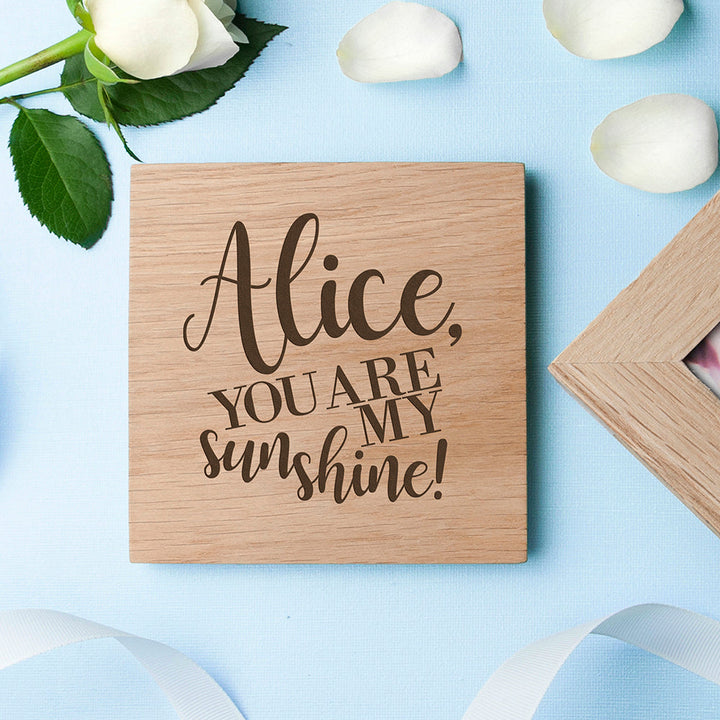 Personalised My Sunshine Oak Photo Cube in gift category Personalised Photo Cubes