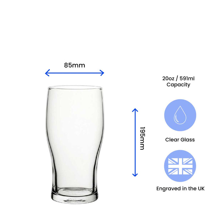 Engraved Tulip Pint Beer Glass with Premium Satin Lined Gift Box