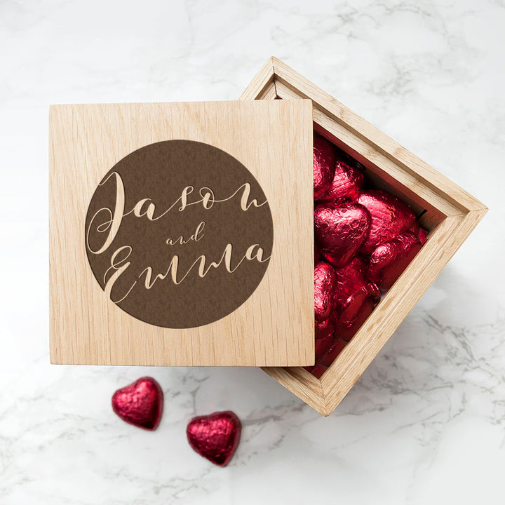 Personalised Typography Oak Photo Cube in gift category Personalised Photo Cubes