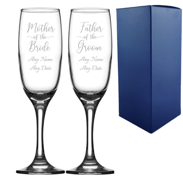 Buy Engraved Wedding Champagne Set Mother/Father of the Bride/groom 2pc, Handwritten Font from www.giftsfinder.co.uk