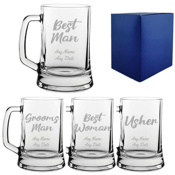 Buy Engraved Wedding Guest Tankard, Grooms Man or Any Text, 16oz, Script Font from www.giftsfinder.co.uk