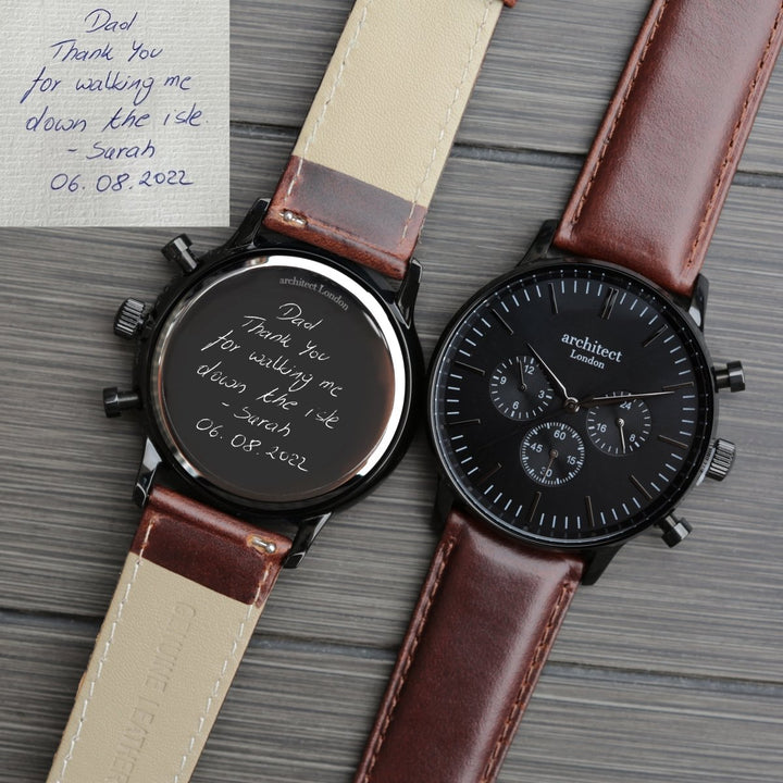 Buy Handwriting Engraving - Men's Architect Motivator Black With Walnut Strap from www.giftsfinder.co.uk