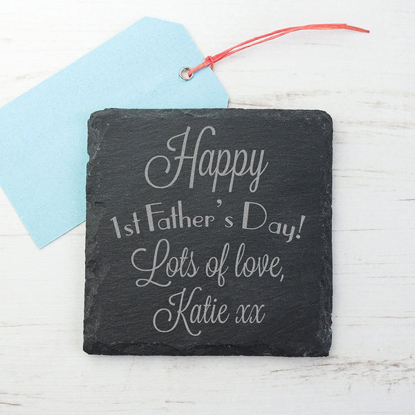 Personalised 1st Father's Day Square Slate Keepsake