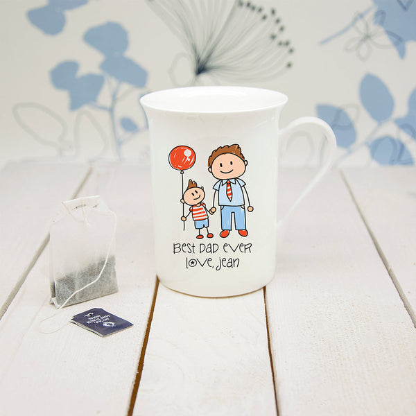 I Love My Dad Personalised Kid's Artwork Bone China Mug