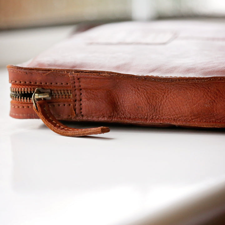 Vintage Leather Tablet Bag With Personalised Name Tag - part of the Personalised Name Tags collection