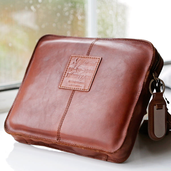 Vintage Leather Tablet Bag With Personalised Name Tag - part of the Personalised Name Tags collection