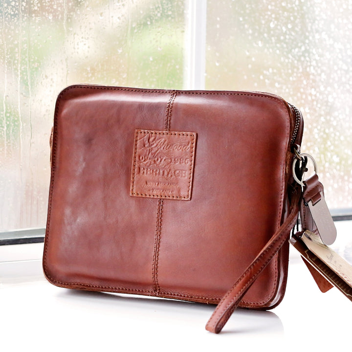 Vintage Leather Tablet Bag With Personalised Name Tag - part of the Personalised Name Tags collection