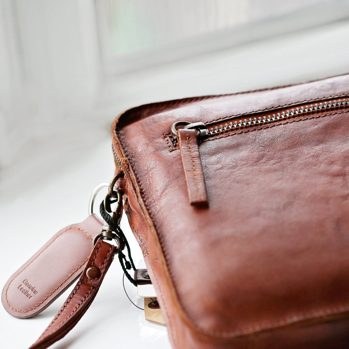 Vintage Leather Tablet Bag With Personalised Name Tag - part of the Personalised Name Tags collection