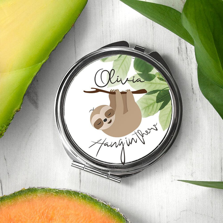 Buy Personalised Hang In There Round Compact Mirror available now at www.giftsfinder.co.uk