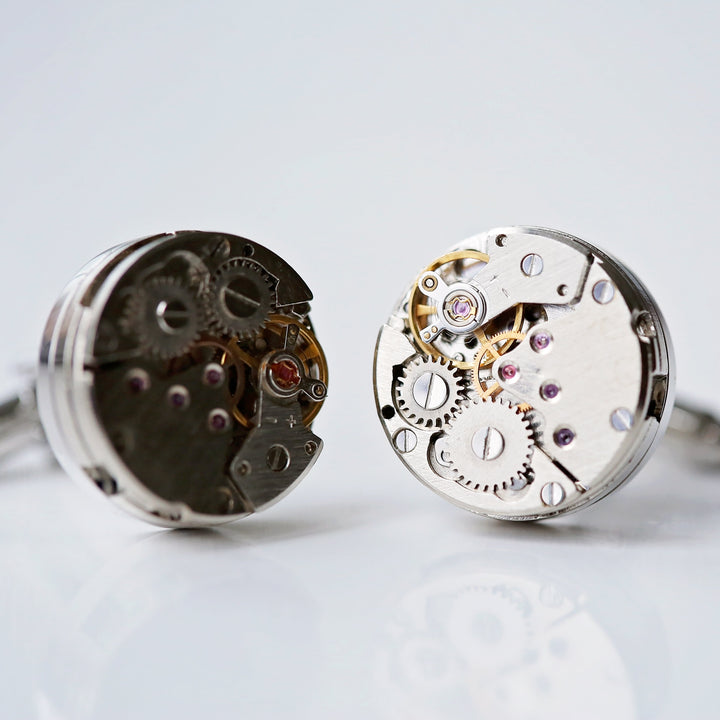 Engraved Gear Movement Cufflinks - Wear We Met