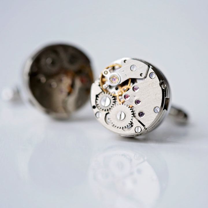 Engraved Gear Movement Cufflinks - Wear We Met