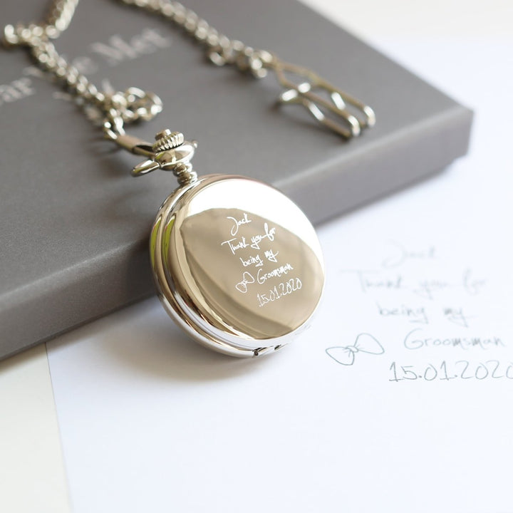 Buy Own Handwriting Dual Opening Pocket Watch from www.giftsfinder.co.uk