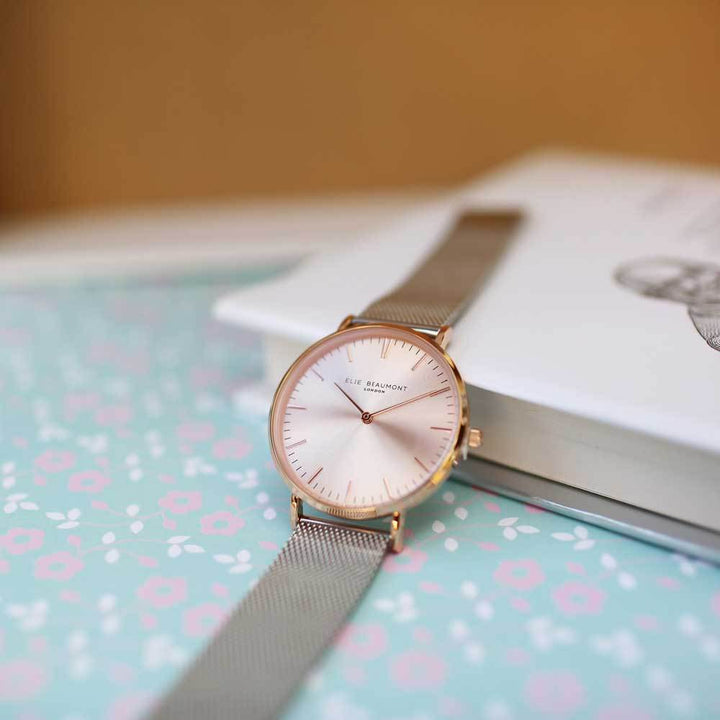 Buy Own Handwriting Elie Beaumont Rose Silver Watch from www.giftsfinder.co.uk