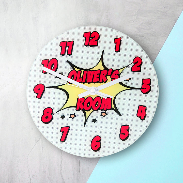 Pow! Personalised Comic Wall Clock in gift category 