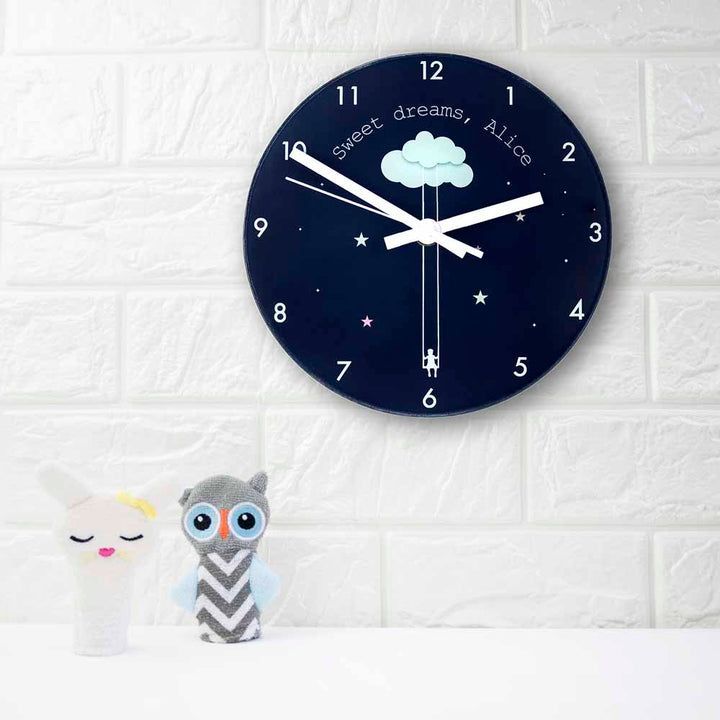 Sweet Dreams Little One Personalised Wall Clock in gift category 