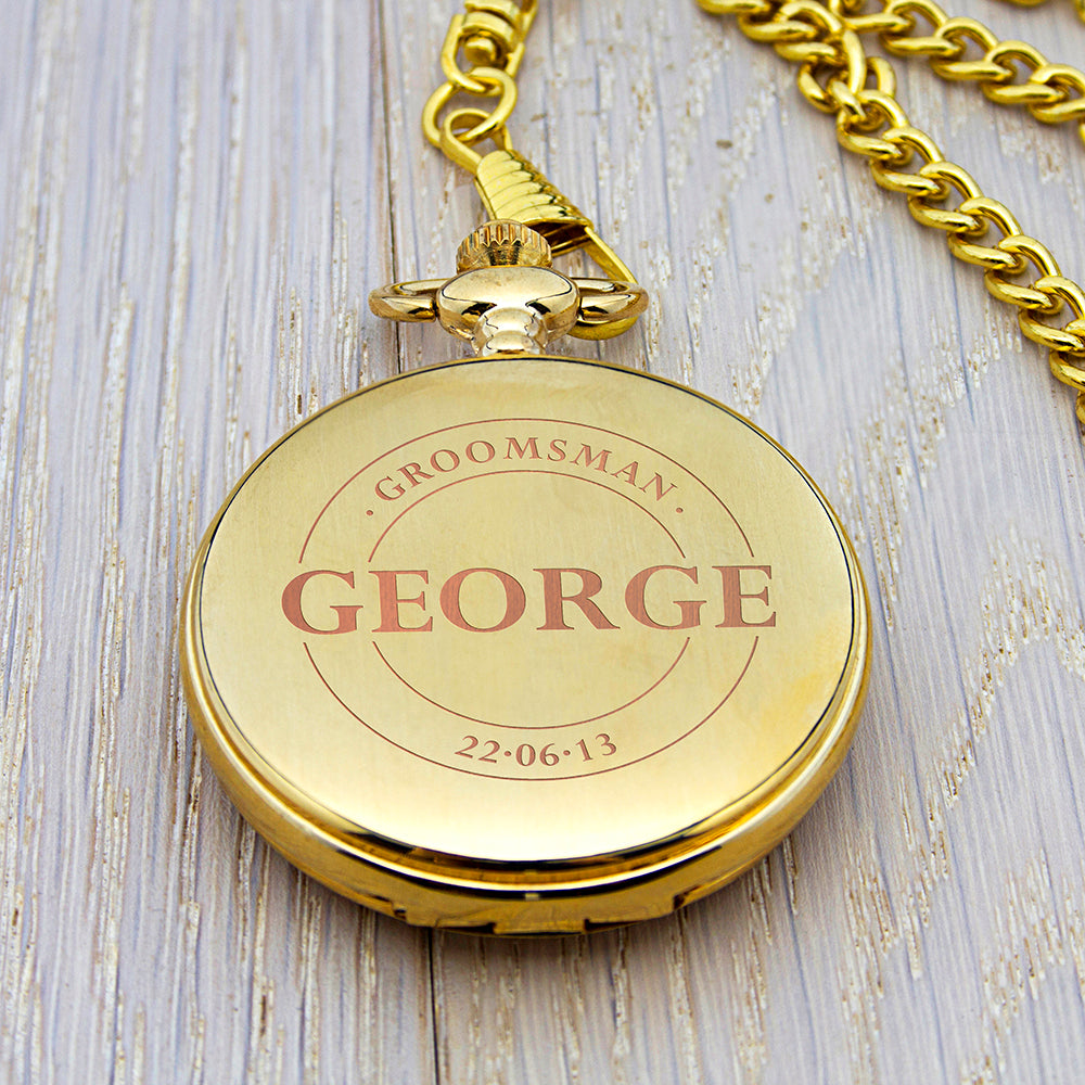 Personalised Groomsman Emblem Pocket Watch in gift category 