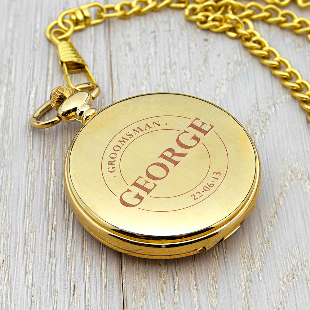 Personalised Groomsman Emblem Pocket Watch in gift category 