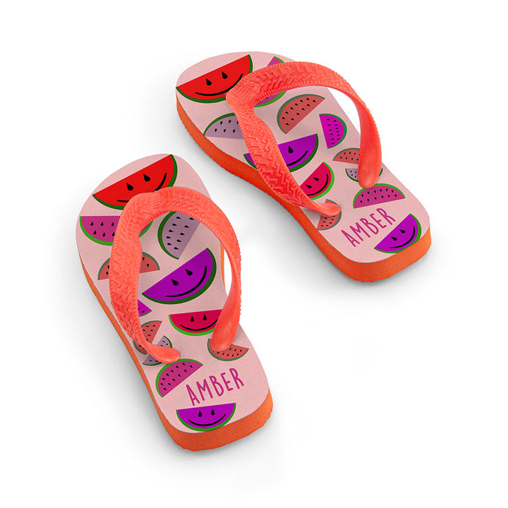 Wild Watermelon Child's Personalised Flip Flops in gift category 