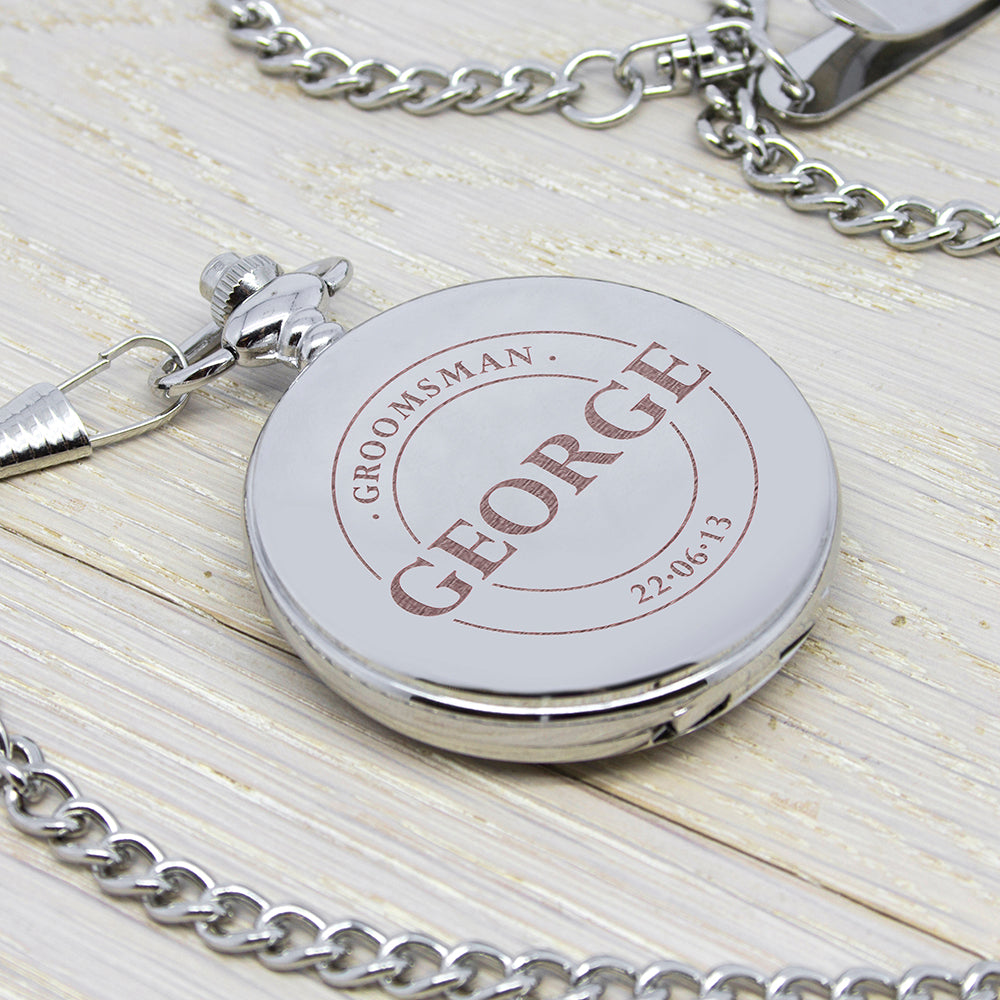 Personalised Groomsman Emblem Pocket Watch in gift category 