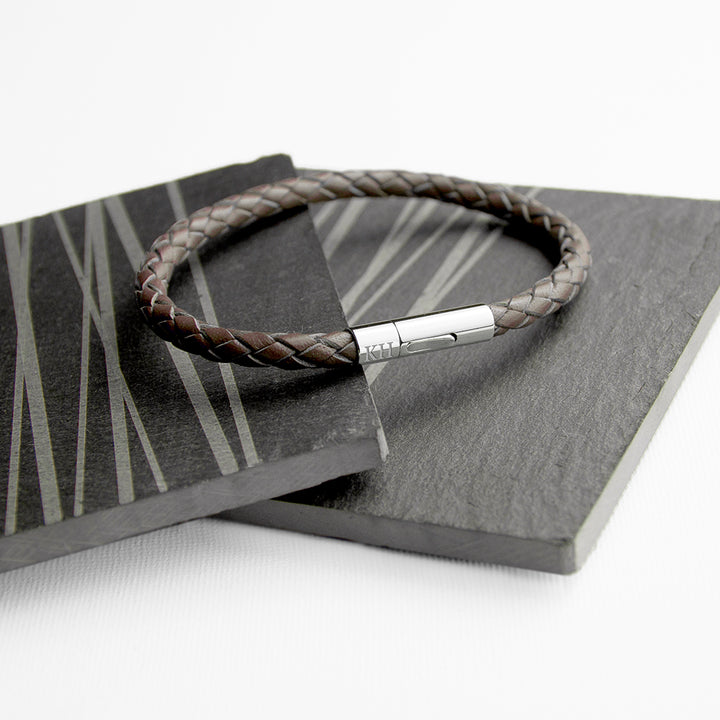 Buy Personalised Men's Capsule Tube Woven Bracelet In Cedar Brown available now at www.giftsfinder.co.uk