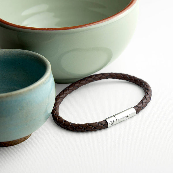 Buy Personalised Men's Capsule Tube Woven Bracelet In Cedar Brown available now at www.giftsfinder.co.uk