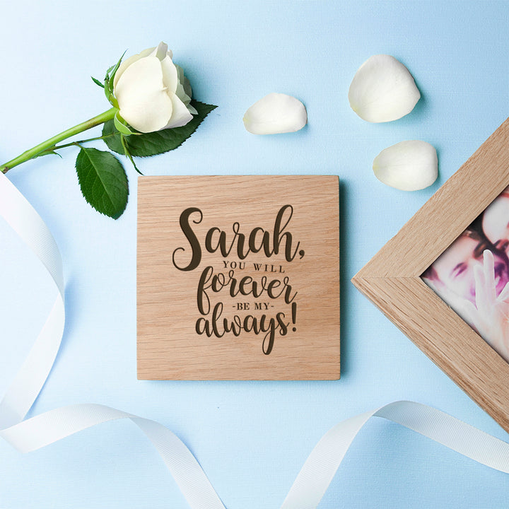 Personalised Forever My Always Oak Photo Cube in gift category 