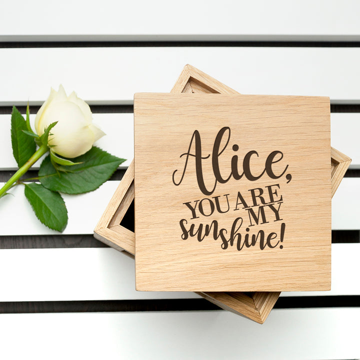 Personalised My Sunshine Oak Photo Cube in gift category 