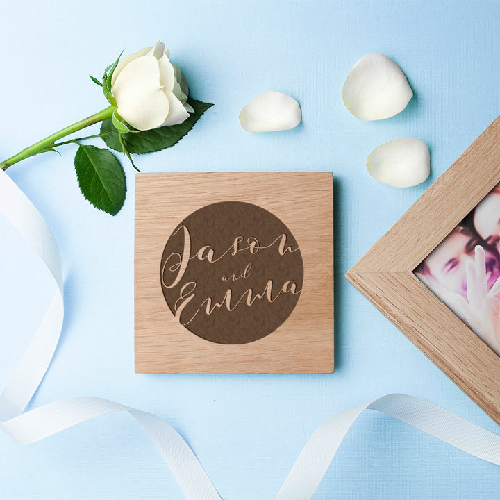 Personalised Typography Oak Photo Cube in gift category 