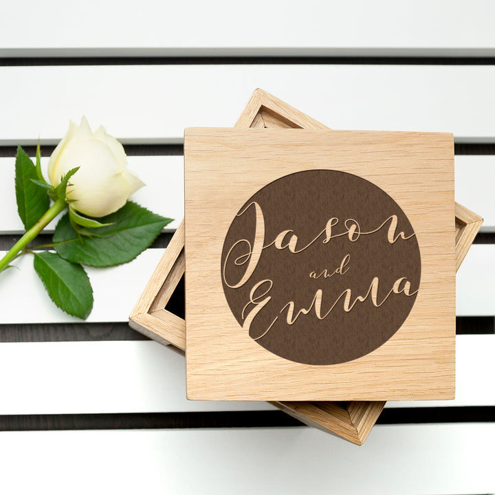 Personalised Typography Oak Photo Cube in gift category 