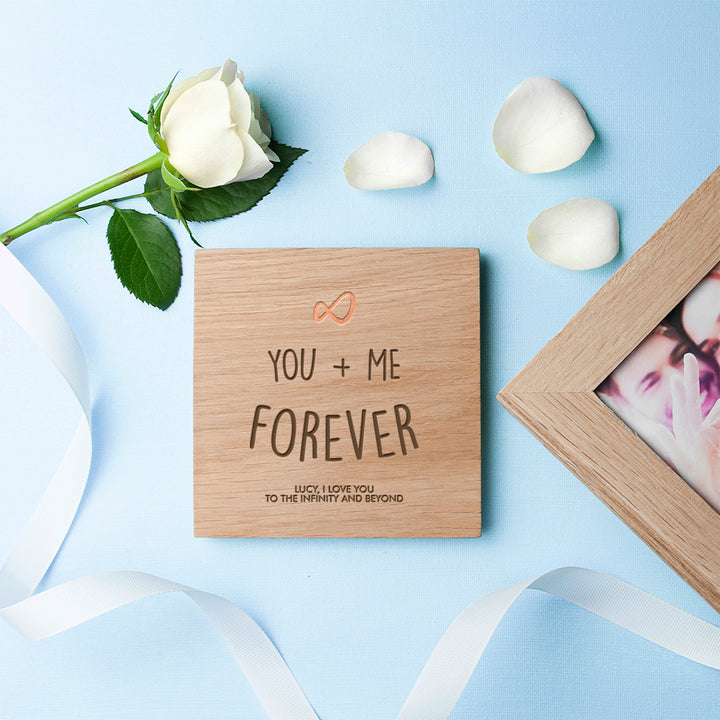 Personalised Infinite Love Oak Photo Cube in gift category 