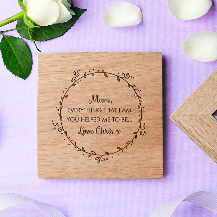 Personalised Thank You Mum Oak Photo Cube in gift category 