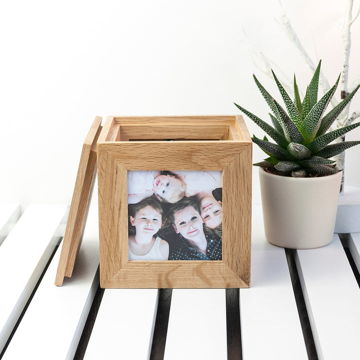 Personalised Thank You Mum Oak Photo Cube in gift category 