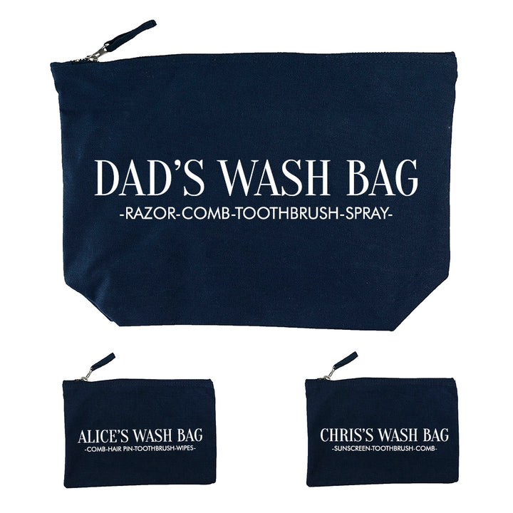 Personalised Daddy & Me Navy Wash Bags
