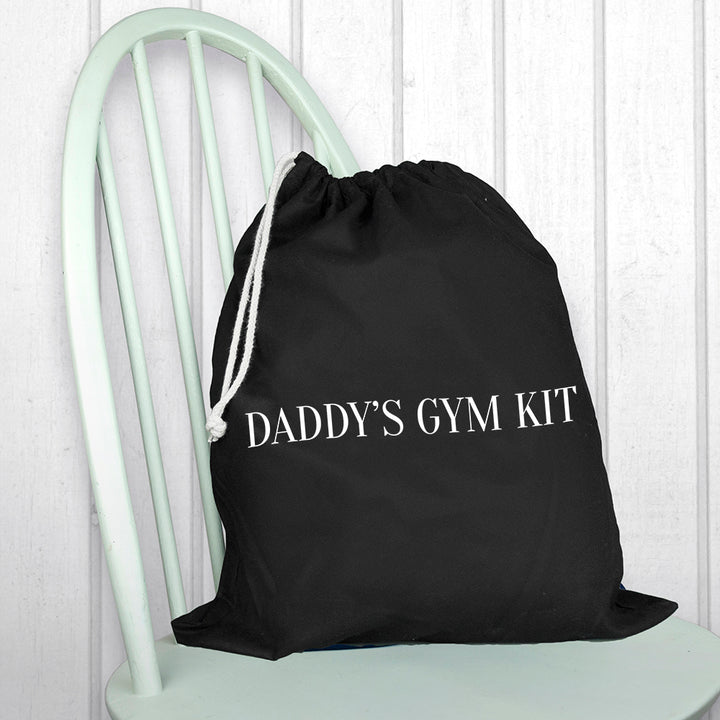 Buy Personalised Cotton Black Gym Bag available now at www.giftsfinder.co.uk