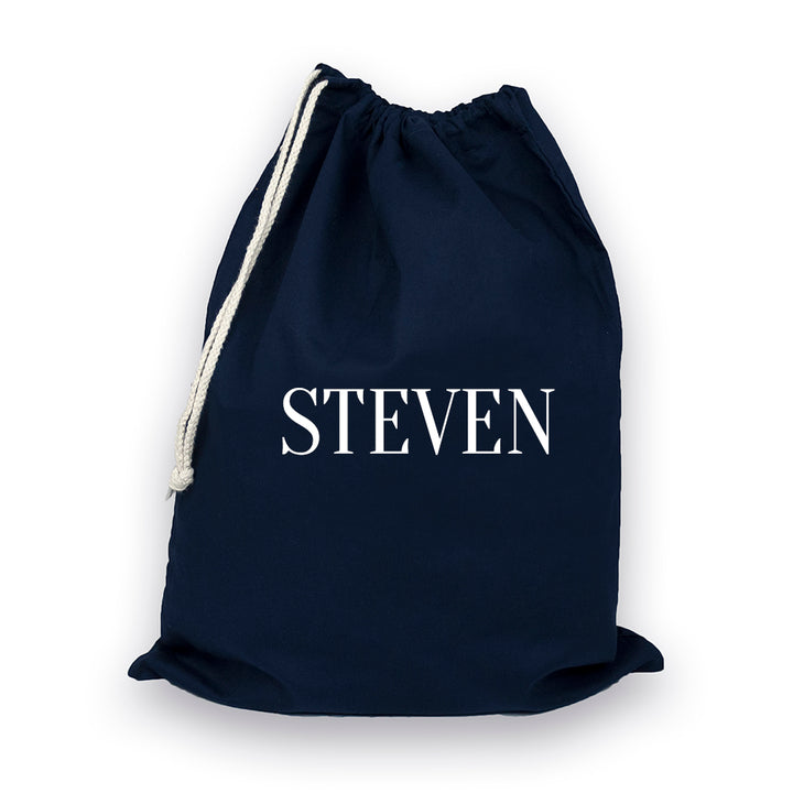 Buy Personalised Cotton Navy Gym Bag available now at www.giftsfinder.co.uk