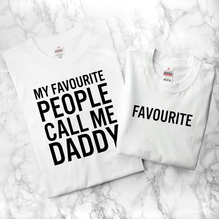 Buy Personalised Daddy and Me Favourite People White T-Shirts available now at www.giftsfinder.co.uk