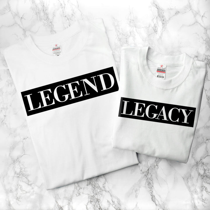 Buy Personalised Daddy and Me Legendary White T-Shirts available now at www.giftsfinder.co.uk